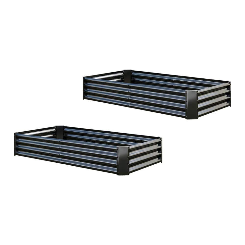 2-Piece 72 in. W x 12 in. H Rectangle Raised Black Metal Outdoor Planter price history on PriceWatchPro