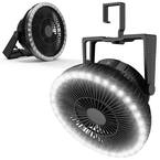 8 in. 10000mAh Rechargeable Battery Fan for Hanging or Tabletop Use, Portable USB Fan with LED for Tent Car Jobsite