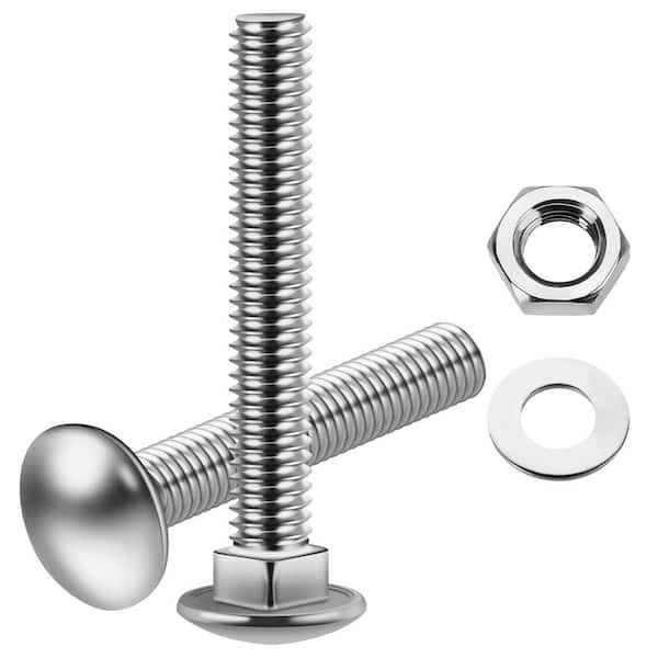 1/4 in.-20 x 2 in. Stainless Steel Carriage Bolts with Nuts and Washers (18-Pack)