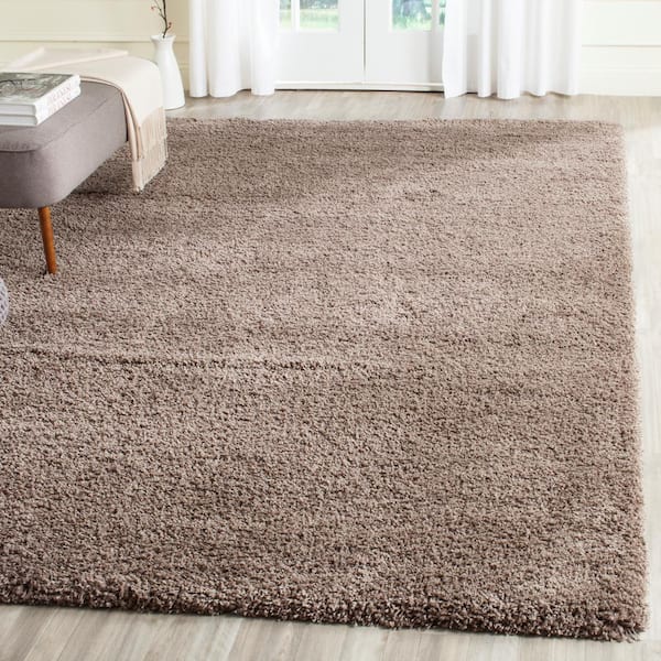 California Shag Taupe 9 ft. x 9 ft. Square Solid Area Rug