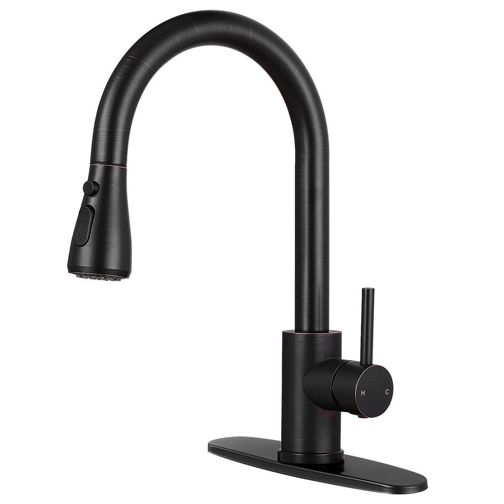 Single-Handle Kitchen Faucet Pull Down Sprayer Kitchen Faucet with Deck Pla