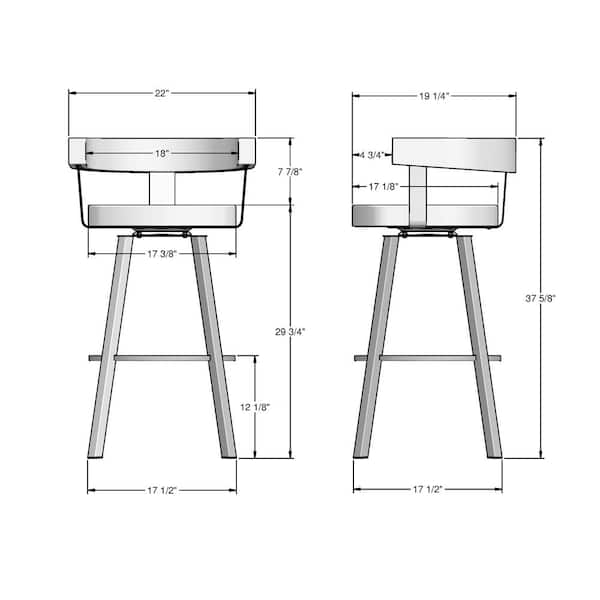 Parker 30 in. Taupe Grey Faux Leather / Black Metal Swivel Bar Stool