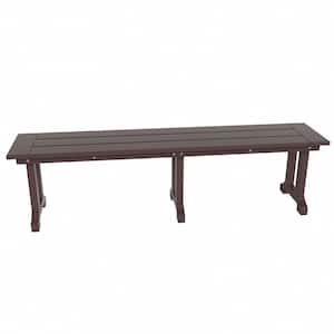 Hayes 65 in. Backless HDPE Plastic Trestle Outdoor Dining 2-Person Patio Garden Bench in Dark Brown