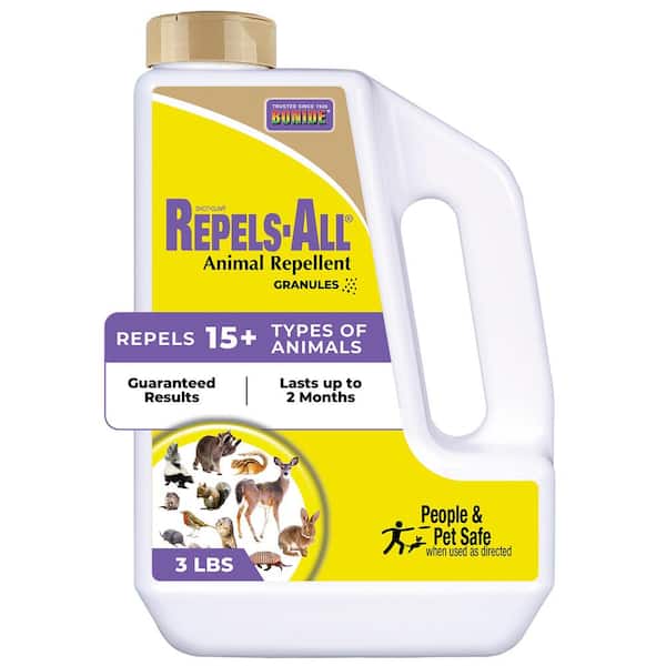 Bonide Repels-All Animal Repellent, 3 lbs. Granules, Squirrels, Deer, Rabbit, Groundhog, Raccoon Repellent, Deter Pests