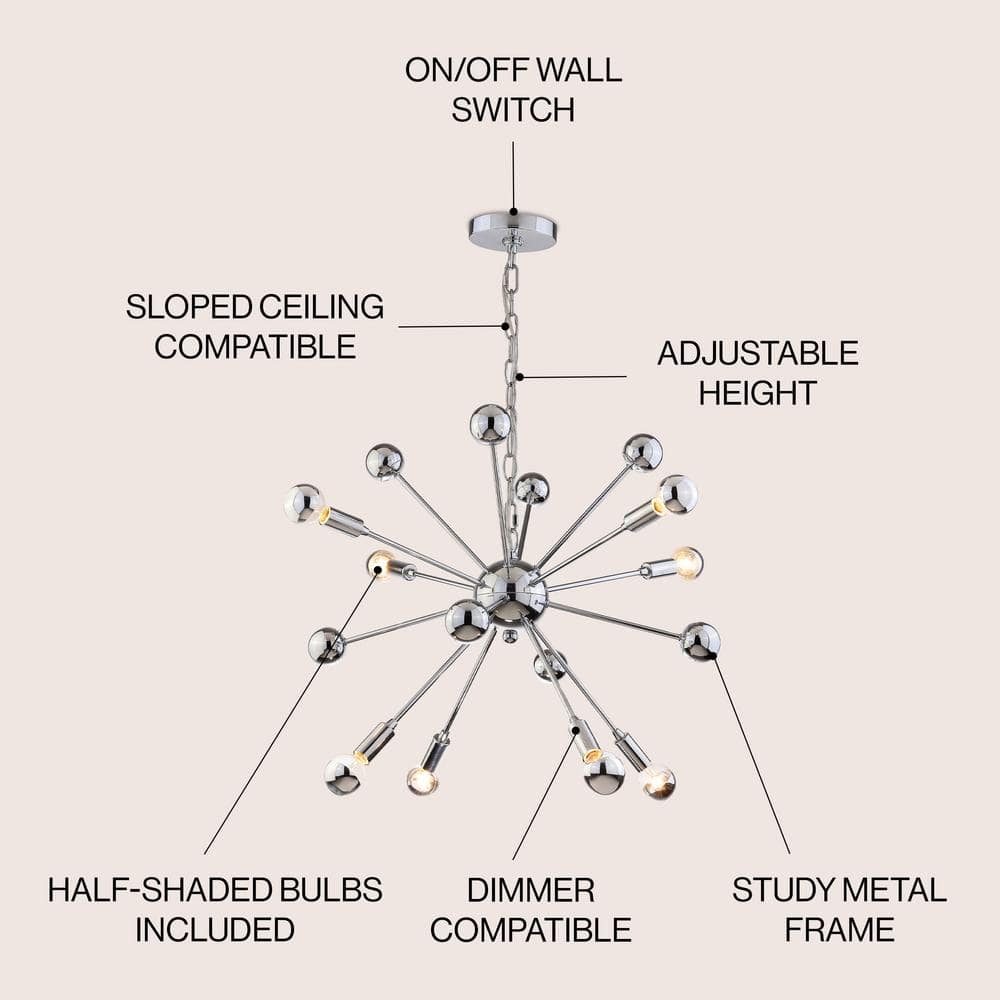 22.5" Chrome Metal Sputnik-Style LED Chandelier