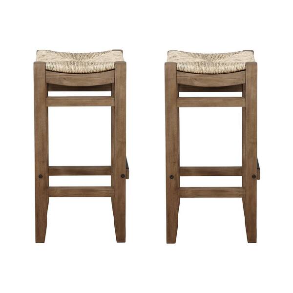Alaterre Furniture 30 In Newport Light, Wood Bar Stools With Rush Seats