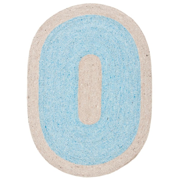 Safavieh Braided Collection BRD908M Hand-Woven Wool and Cotton Area Rug, 3'  Round, Blue/Beige : : Home