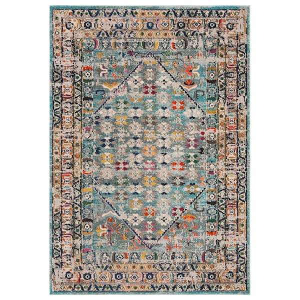 SAFAVIEH Monaco Blue/Light Gray 5 ft. x 8 ft. Border Area Rug