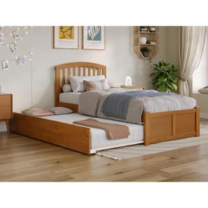 Richmond Light Toffee Natural Bronze Solid Wood Frame Twin XL Platform Bed with Footboard and Twin XL Trundle