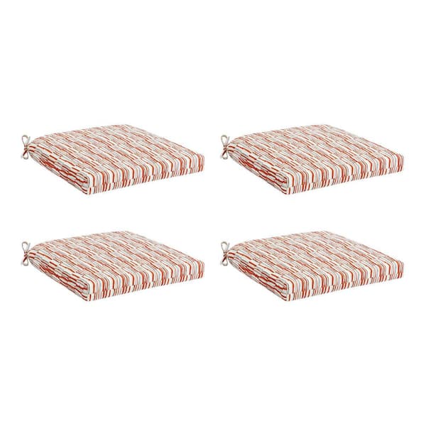 Hampton Bay 20 in. W x 20 in. D Universal Outdoor Seat Pad in Broken Watercolor Stripe (Set of 4)