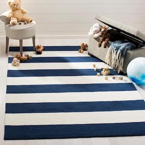 Kids Navy/Ivory 9 ft. x 12 ft. Striped Area Rug
