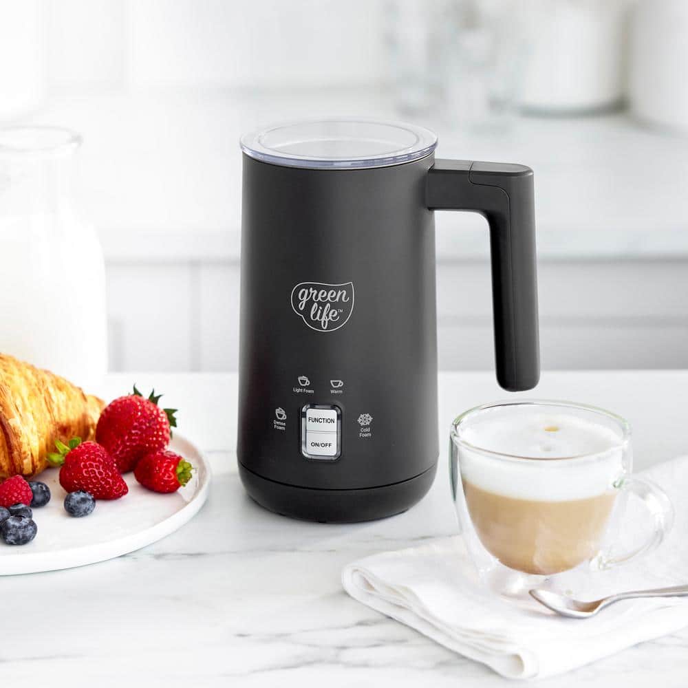 White Ceramic 10oz Electric Milk Frother with 4-in-1 Function