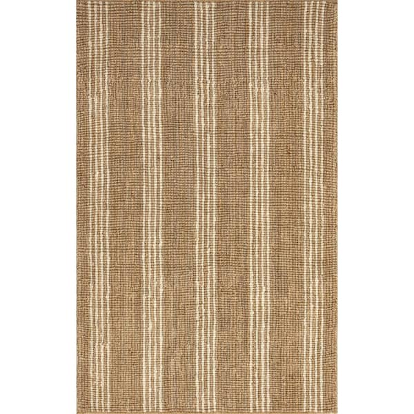 Hanna Striped Jute Natural 10 ft. x 14 ft. Indoor/Outdoor Patio Rug