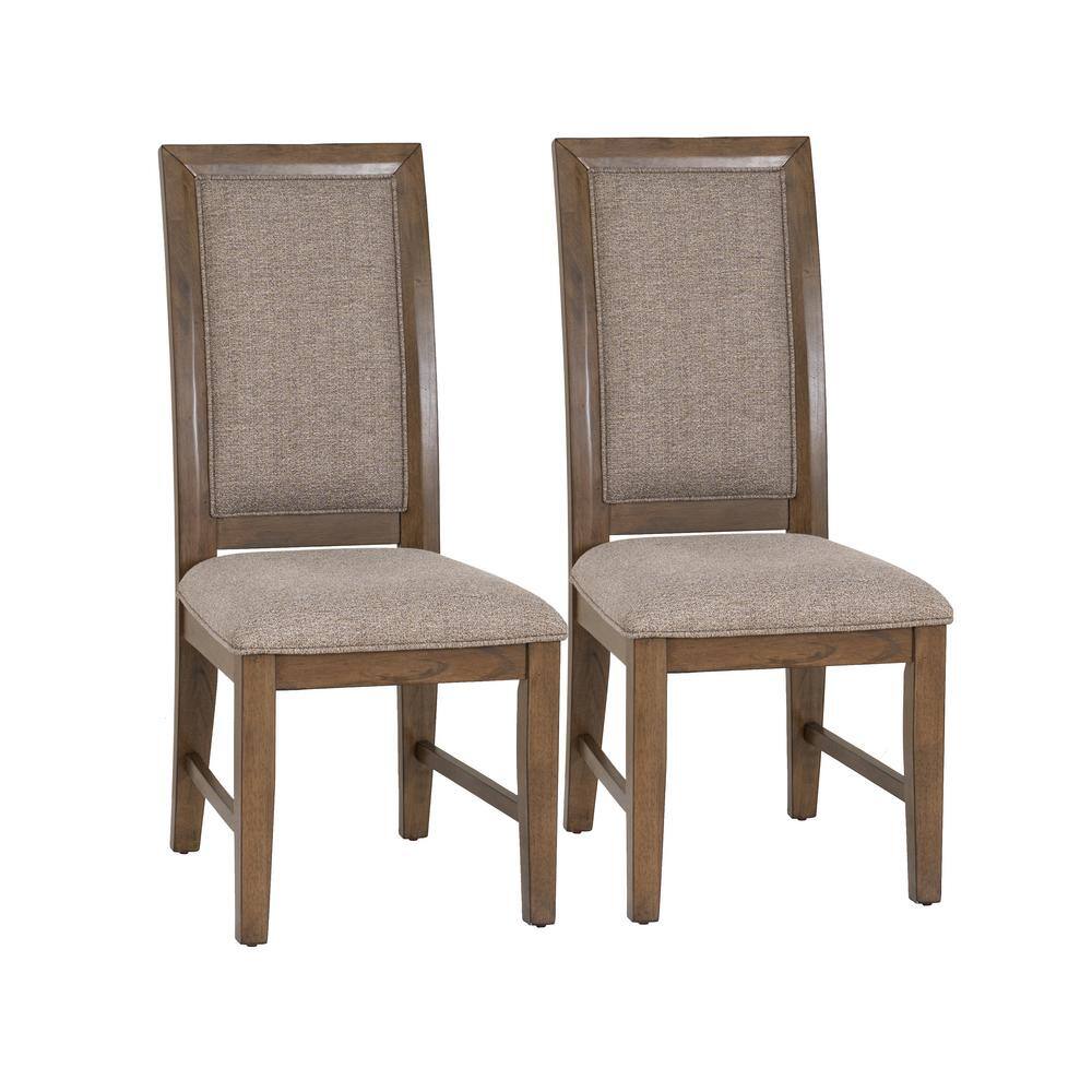 Carson Walnut Brown Fabric Dining Side Chair Set of 2