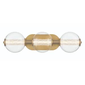 Atomo 24.75 in. 3-Light Gold Integrated LED Sconce with Clear Glass Shade