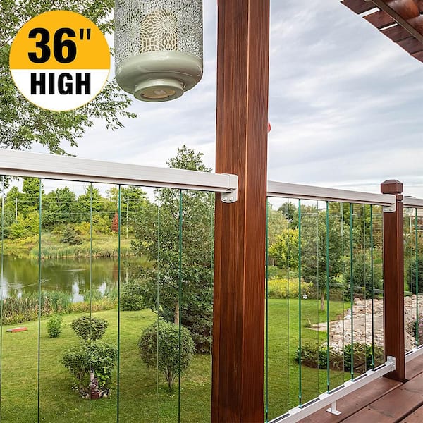 36 in. H x 6 in. W Aluminum Deck Railing Clear Glass Panel Kit for 36 in. high system