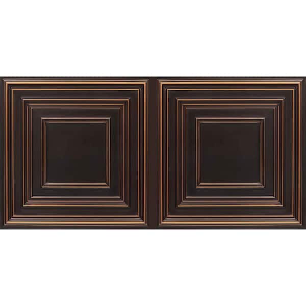 FROM PLAIN TO BEAUTIFUL IN HOURS Schoolhouse Antique Copper 2 ft. x 4 ft. PVC Glue-up or Lay-in Faux Tin Ceiling Tile (400 sq. ft./case)