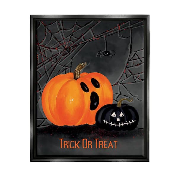 Stupell Industries Jack-o-Lantern Phrase by Amy Hall 1 Piece Floater Frame Graphic Print Typography Poster Art Print 31 in. x 25 in.