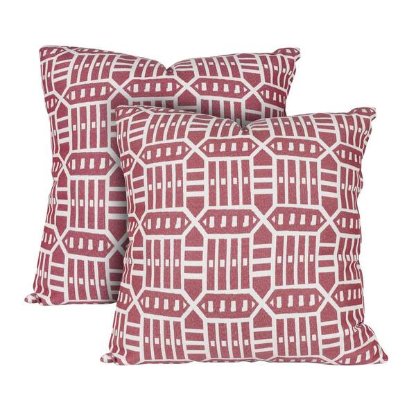 Astella Roland Red Square Outdoor Accent Lounge Throw Pillow (Set of 2)