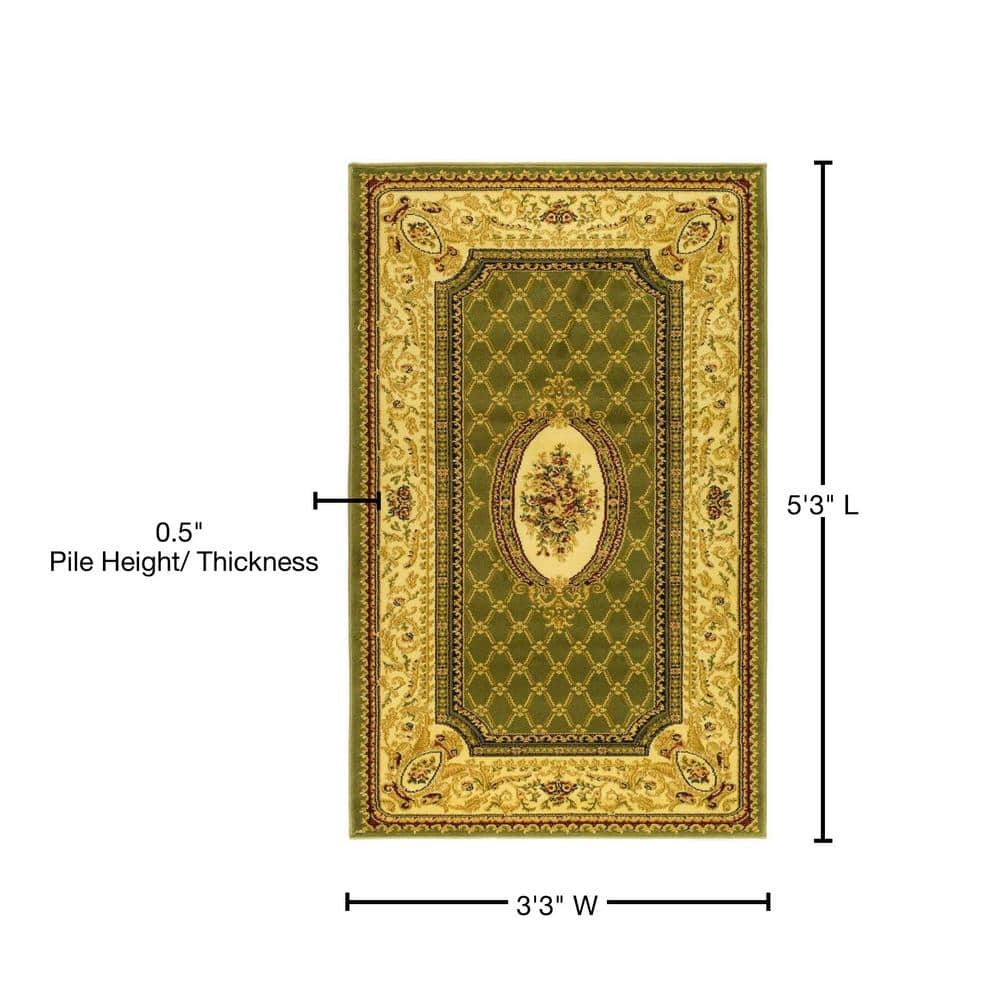 Sage and Ivory Floral Rectangular Synthetic Area Rug