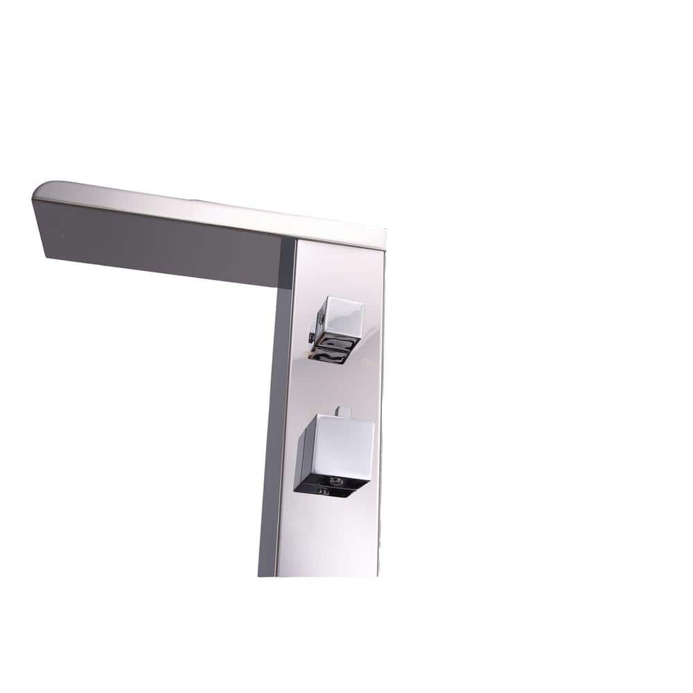 Polished Stainless Steel Freestanding Tub Filler with Handshower