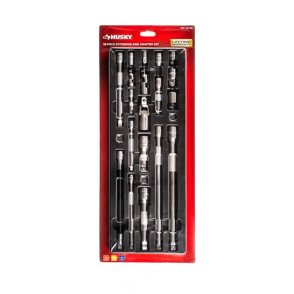 Husky 1/4 in., 3/8 in., 1/2 in. Drive Accessory Set (19-Piece)