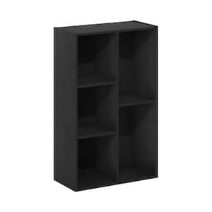 Lunder 31.5 in. Tall Blackwood Wood 5-shelf Standard Bookcase with Storage