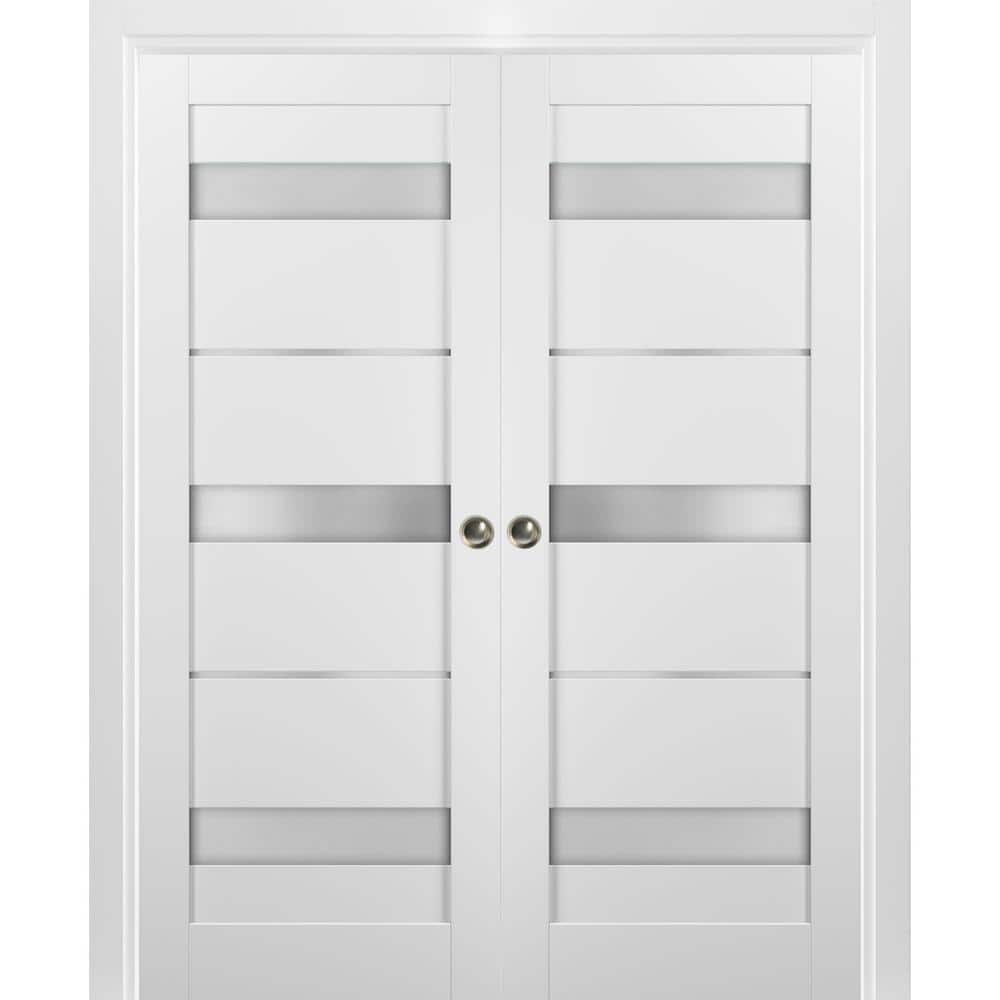 Sartodoors 4055 56 in. x 96 in. Panel White Finished Pine MDF Sliding ...