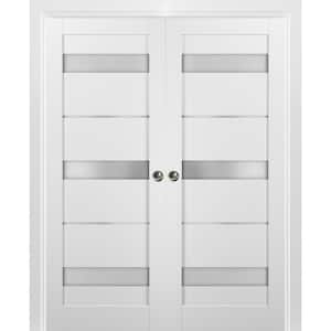 72 in. x 80 in. Panel White Finished Pine MDF Sliding Door with Double Pocket Kit