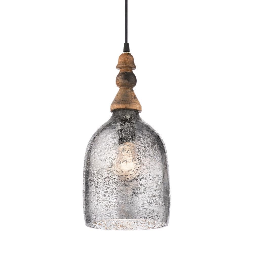 Coralie 19'' Etched Silver Glass Bell-Shaped Pendant Lamp