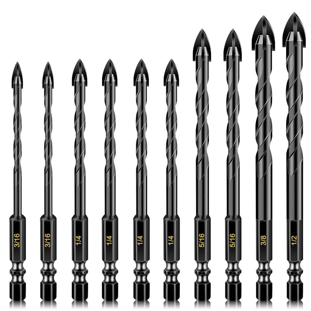 7.4 in. x 3.27 in. x 0.75 in. Carbide Masonry Concrete Drill Bit Set for Tile, Brick, Glass, Plastic and Wood (10-Pack) price history on PriceWatchPro