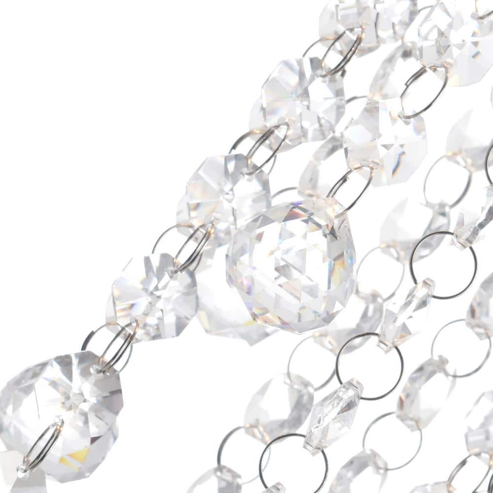 Extended 9-Light Chrome and Crystal Multi Pendant Chandelier
