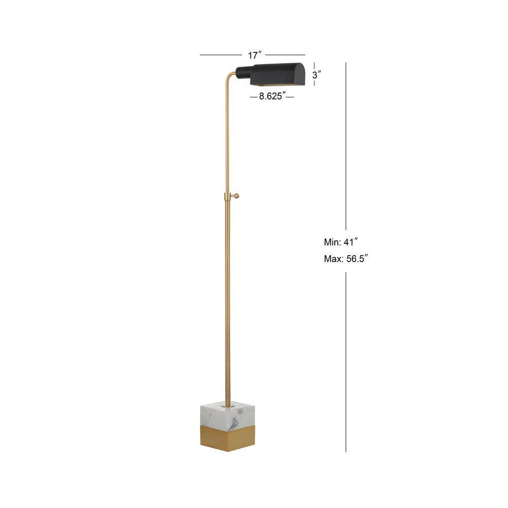 Contemporary Black Silk Shade LED Floor Lamp with Adjustable Height