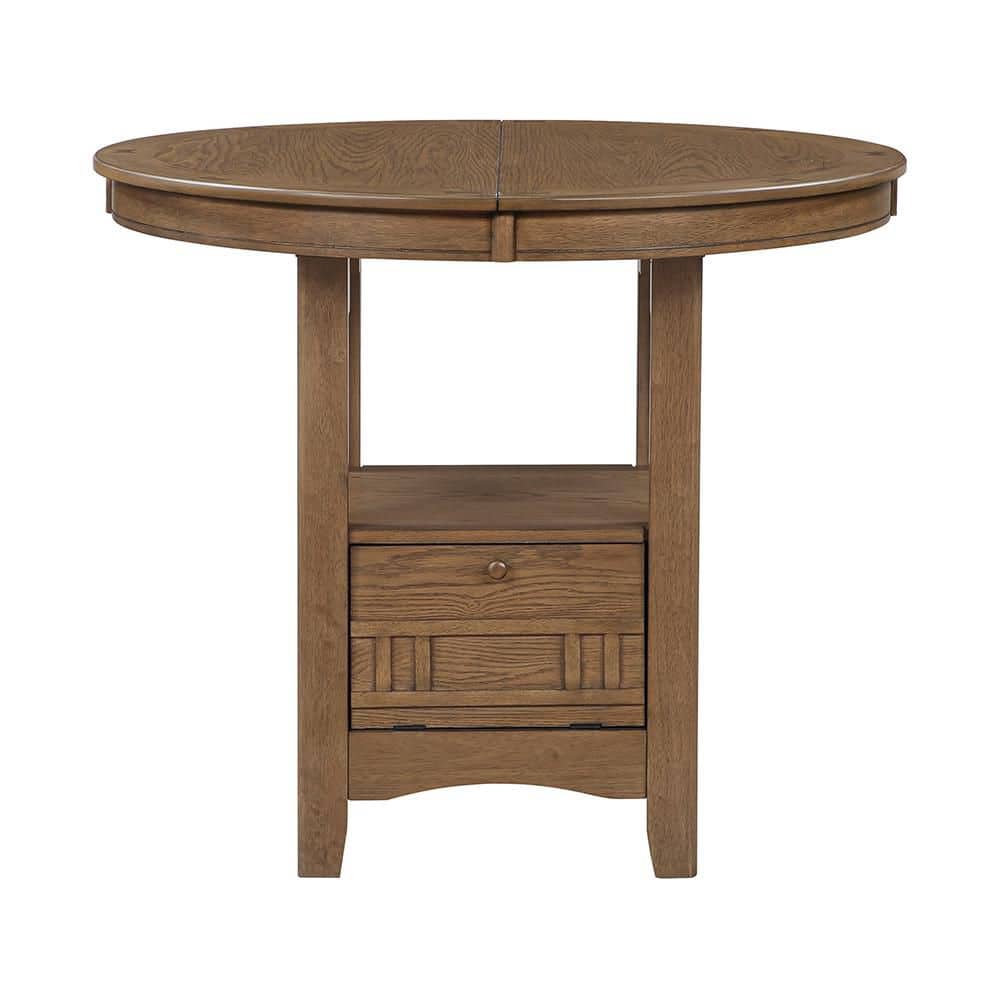 Euro Brown Finish Wood Top 42 in. Pedestal Base Round/Oval Counter Height Dining Table, Seats 4 price history on PriceWatchPro