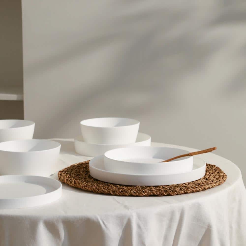Matte White Porcelain 16-Piece Round Dinnerware Set
