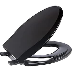 Slow Close Children's Elongated Closed Front Toilet Seat in Black