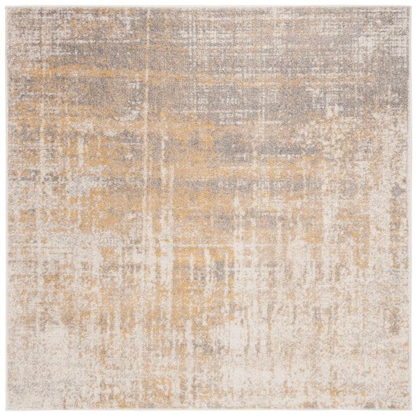 SAFAVIEH Adirondack Cream/Gold 4 ft. x 4 ft. Square Abstract Area Rug