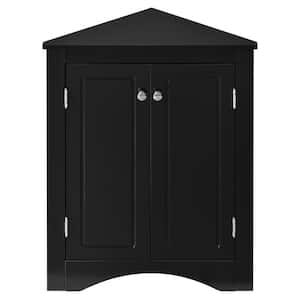 17.20 in. W x 17.20 in. D x 31.50 in. H Black Triangle Bathroom Linen Cabinet with Adjustable Shelves