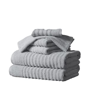 Grey Combed Cotton Absorbent Textured 6 Piece Towel Set