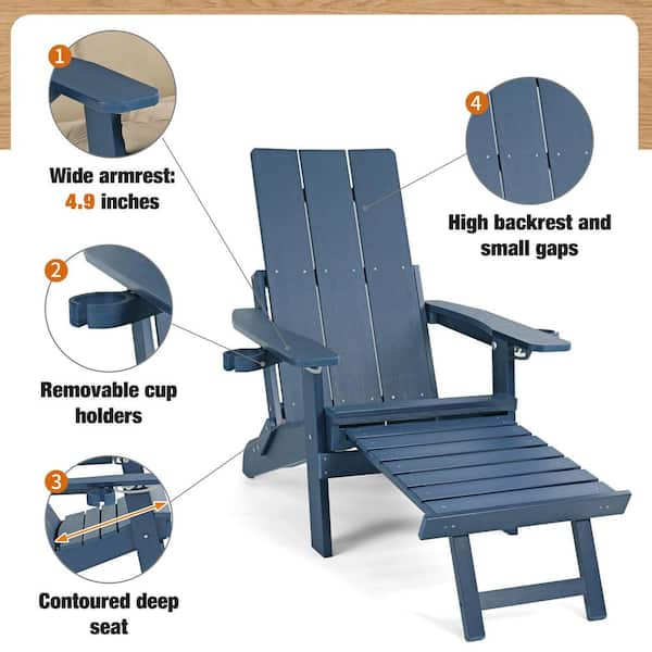 Innovaze Poly Lumber Folding Adirondack Chair with Cup Holders