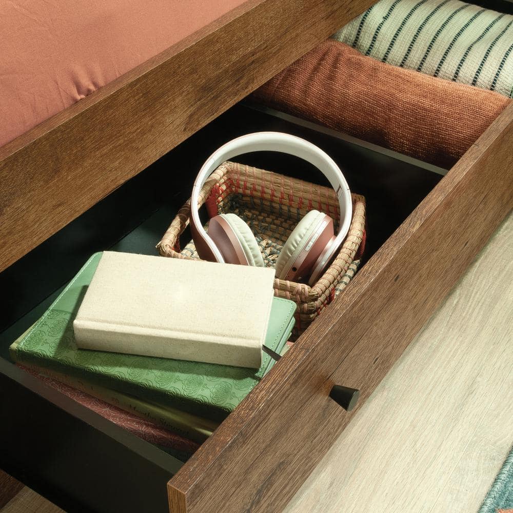 Vintage Oak Twin Captain's Bed with Storage Drawers