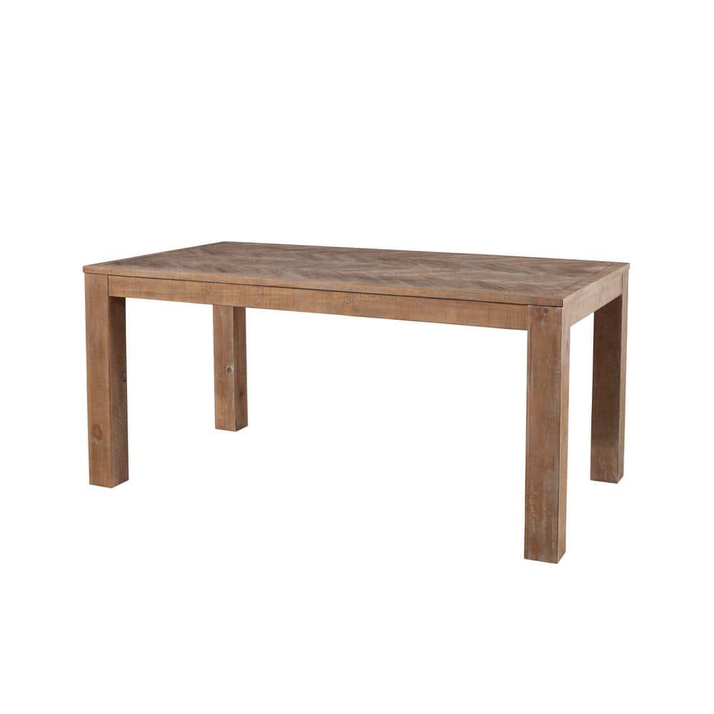 Aiden Weathered Natural Wood 74 in. 4 Legs Dining Table Seats 6