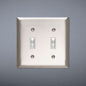 Pass & Seymour 302/304 S/S 2 Gang 2 Toggle Jumbo Wall Plate, Stainless Steel (1-Pack)