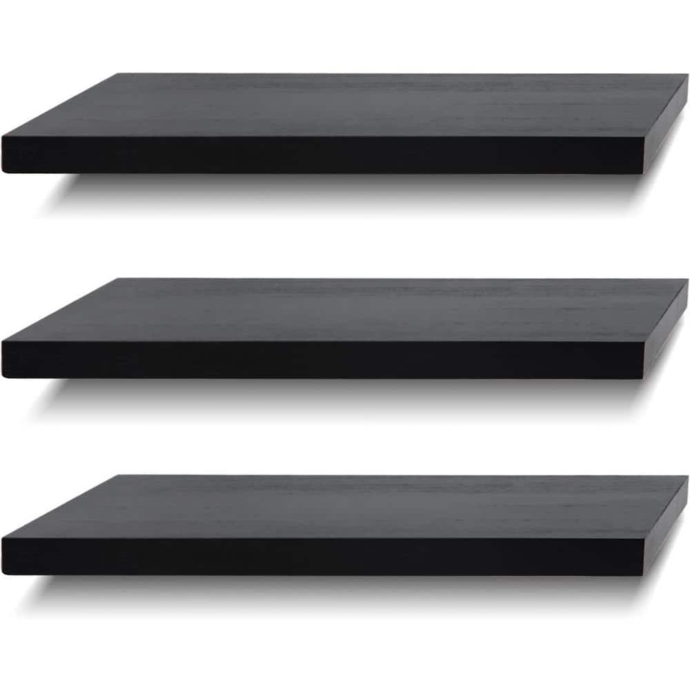 16 in. W x 6.7 in. D Black Decorative Wall Shelf