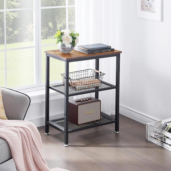 VECELO 3 Tier End Table, Vintage Storage Rack with Open Shelves, Gray Side  Table with Rectangle Shelf，13.8W x 23.6D x 30H KHD-XF-NT06-BRN - The  Home Depot