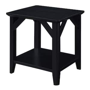 Winston 22 in. W Black Rectangle Wood Top End Table with Shelf
