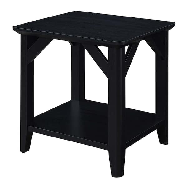 Convenience Concepts Winston 22 in. W Black Rectangle Wood Top End Table with Shelf