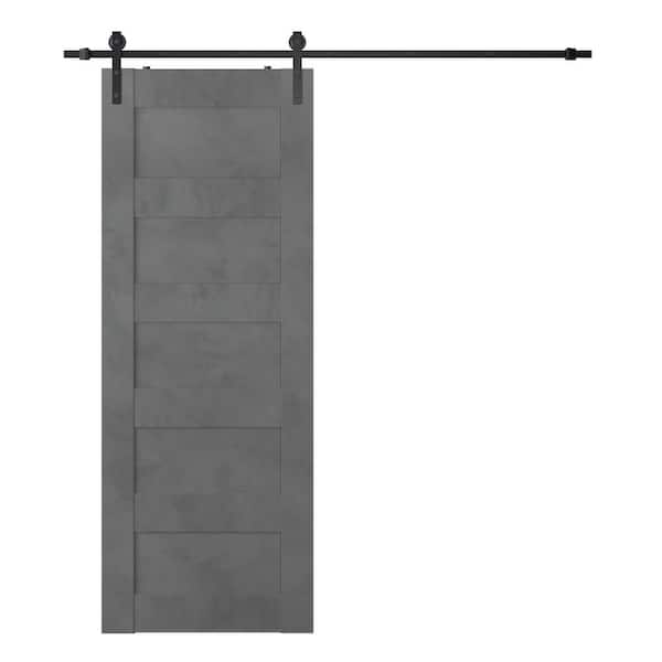 ProPlus Vona 30 in. x 80 in. Dark Urban Composite Core Wood Sliding Barn Door with Hardware Kit