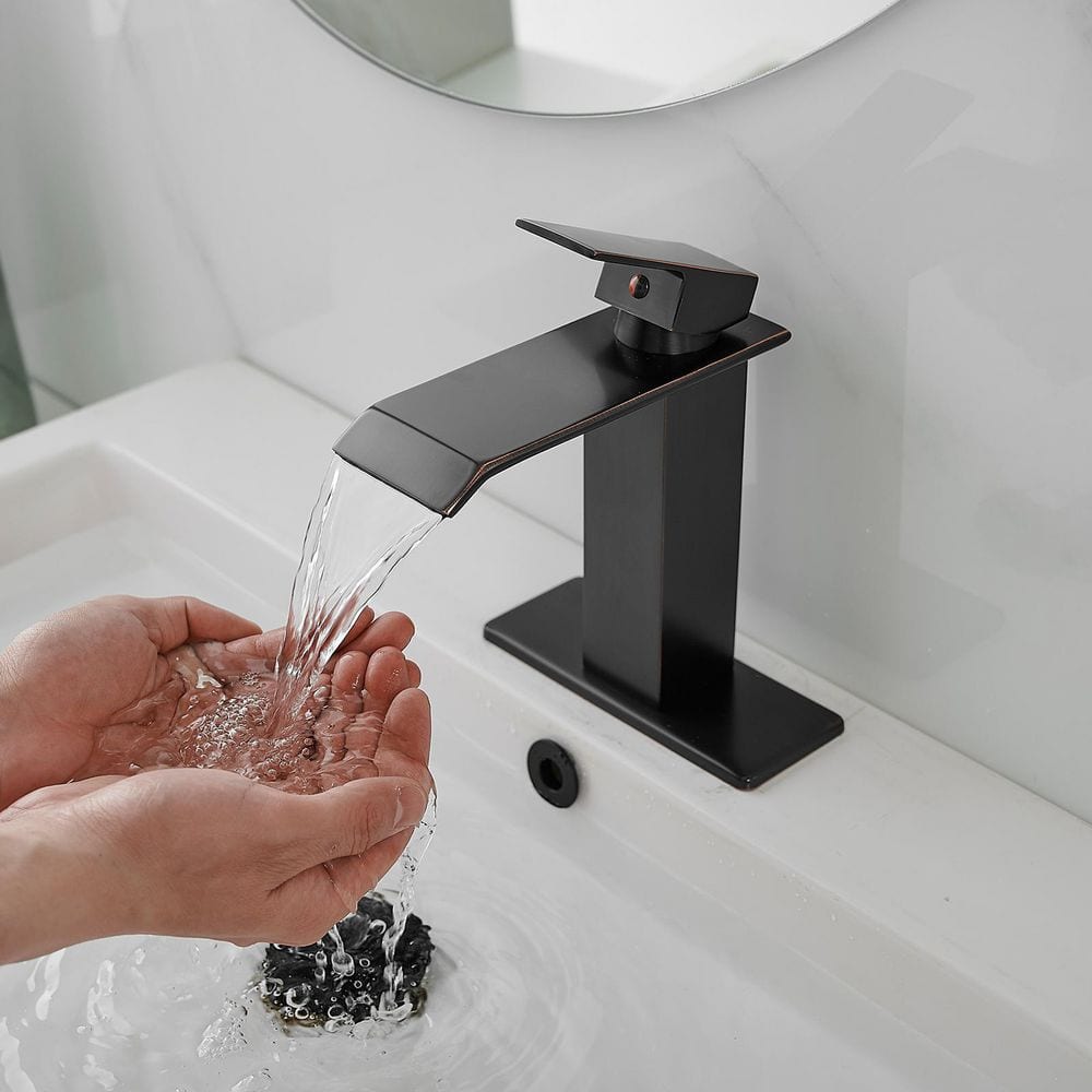 Oil Rubbed Bronze Modern Waterfall Single Hole Bathroom Faucet