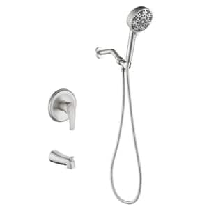 Single Handle 7-Spray Tub and Shower Faucet 2.5 GPM with Tub Spout in. Brushed Nickel Valve Included